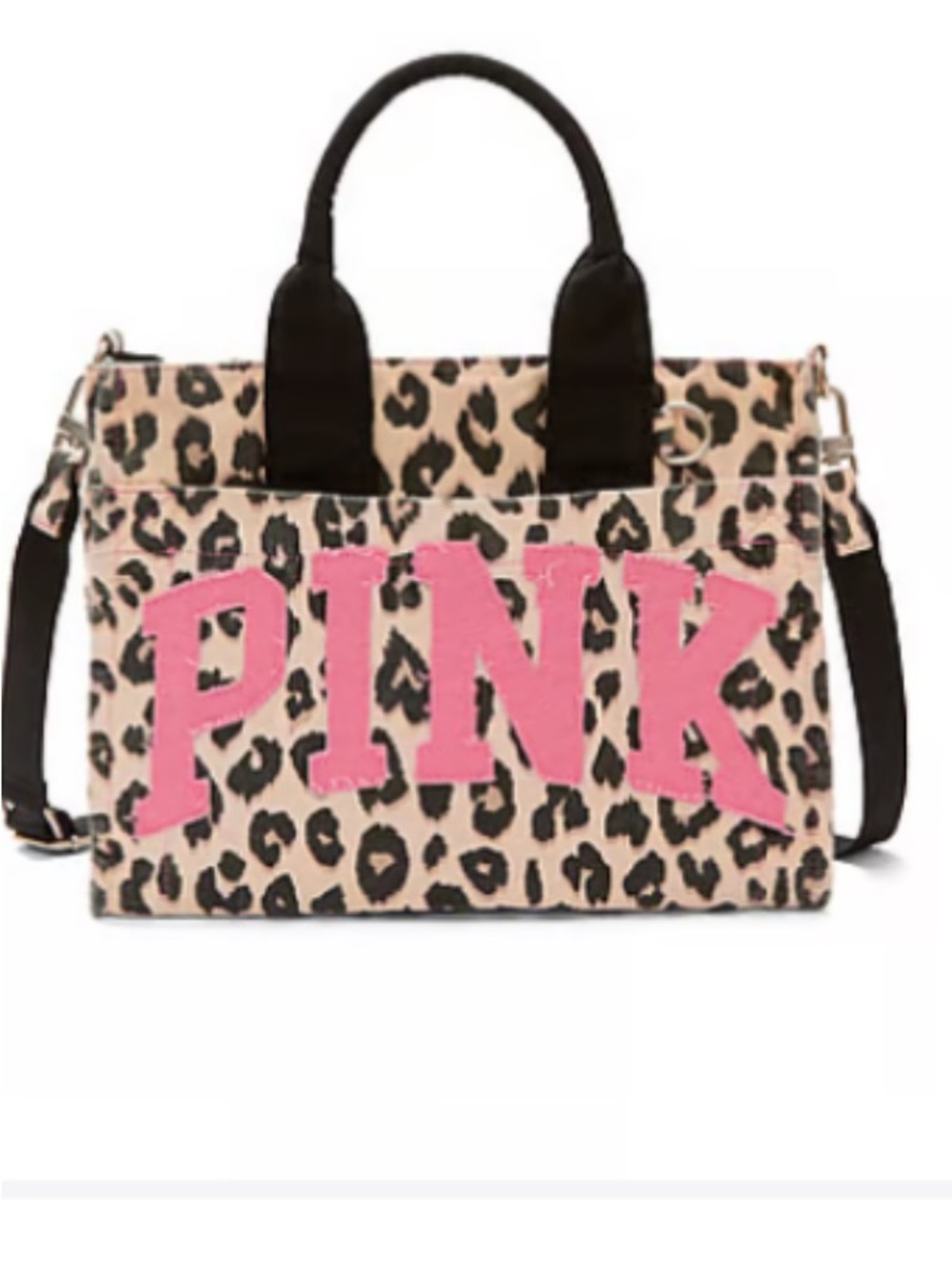 PINK Victoria's Secret Leopard Print Tote with Pink Logo and Black Accents